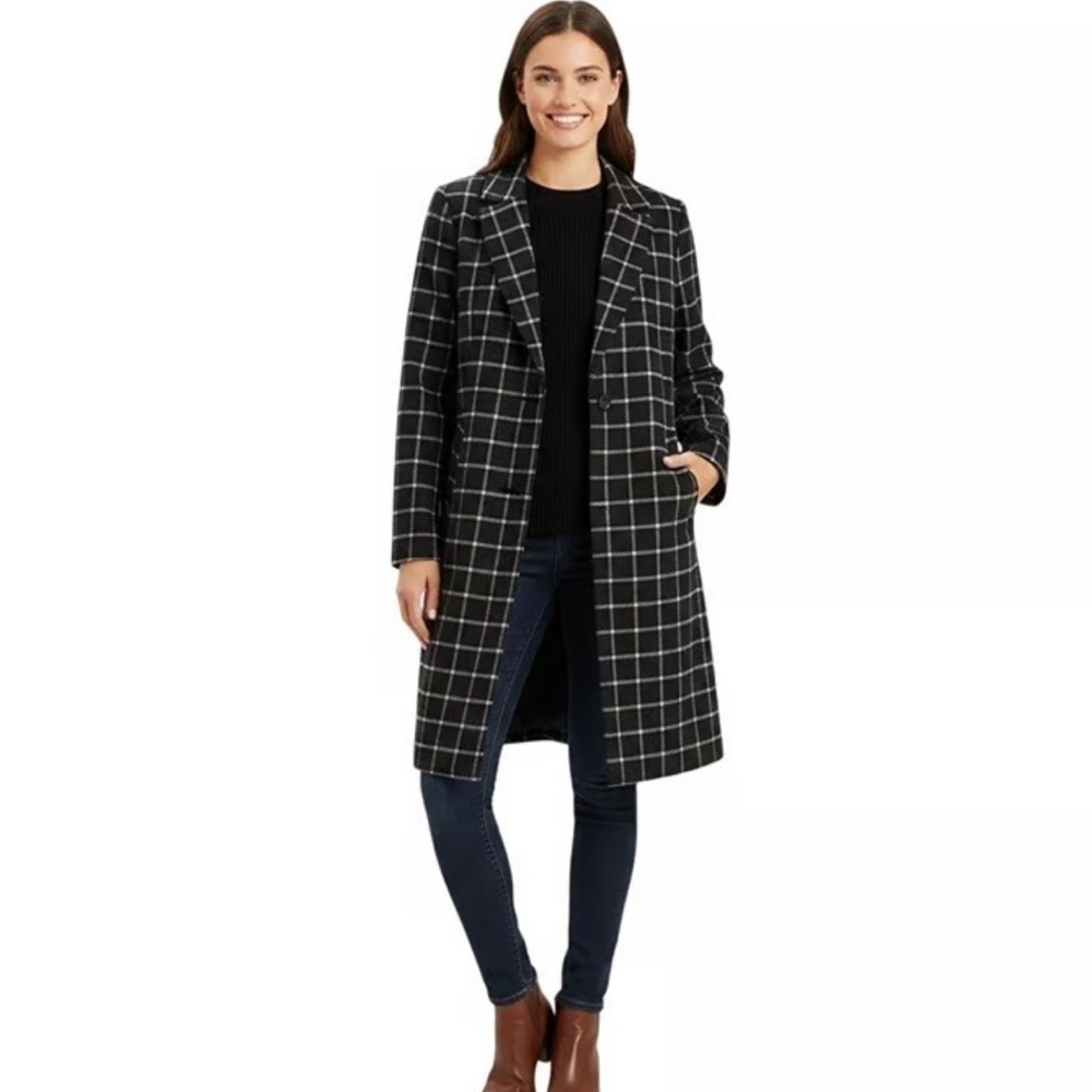 Joie Plaid Button Front Coat